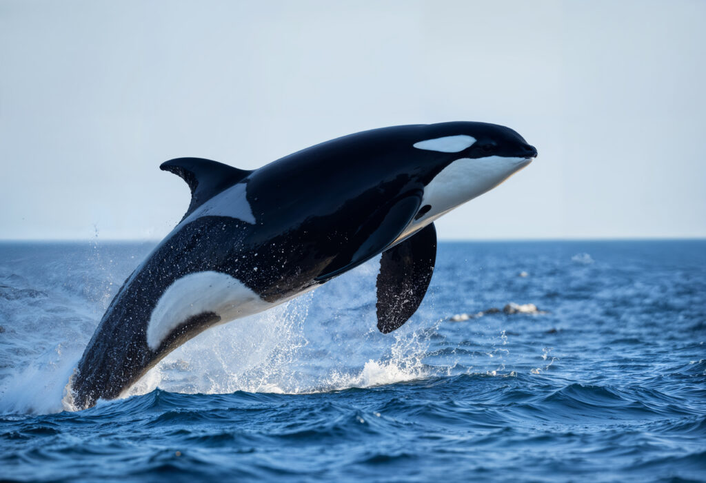 The Orca is beautiful killer whale in found in Northwest Pacific Ocean.